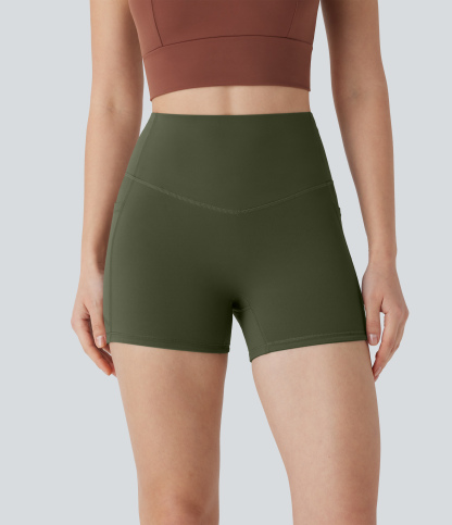 SoCinched High Waisted Tummy Control Pocket Shaping Training Biker Shorts 3''