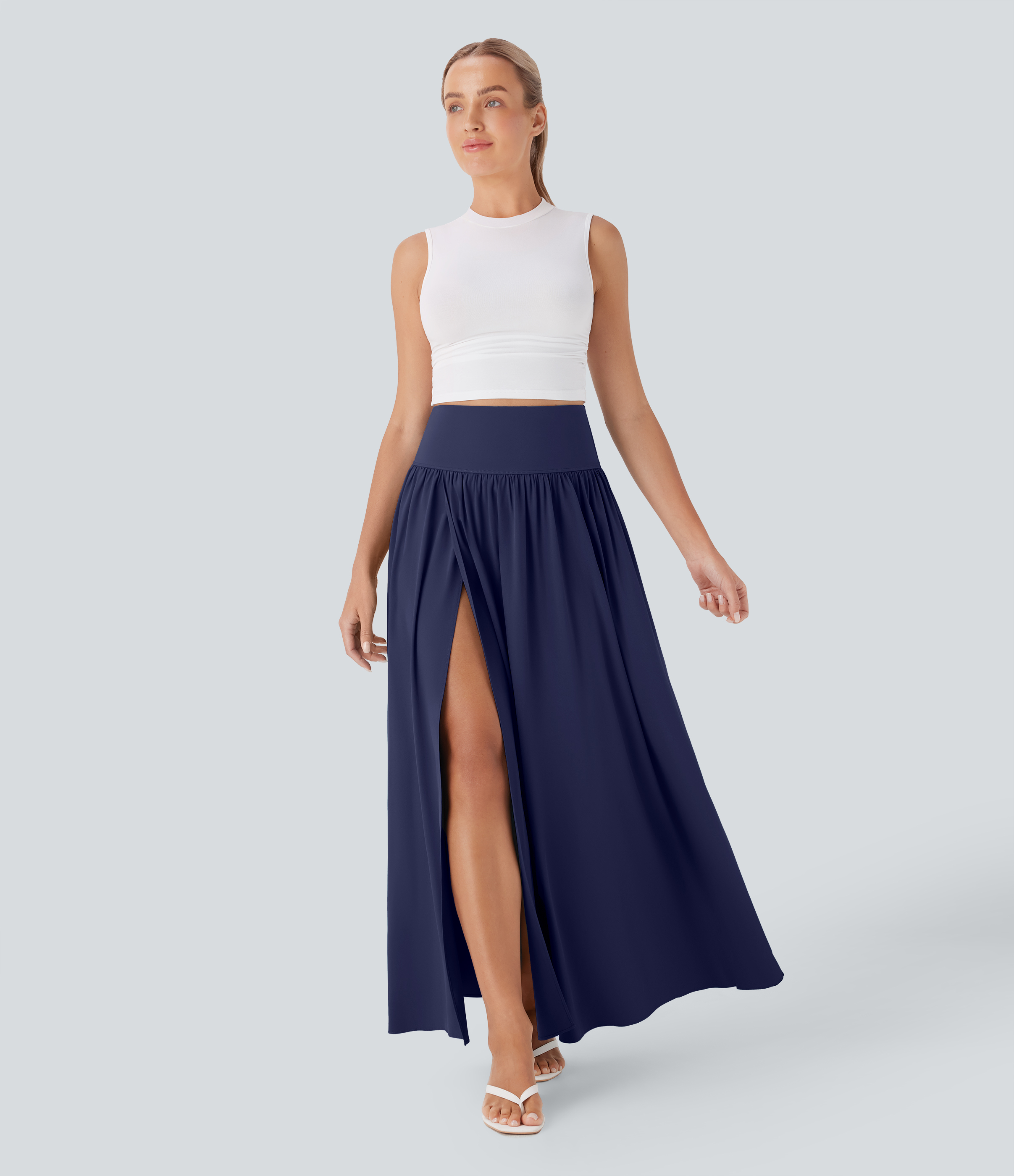 SoCinched High Waisted Tummy Control 2-in-1 Flowy Quick Dry Maxi Skirt