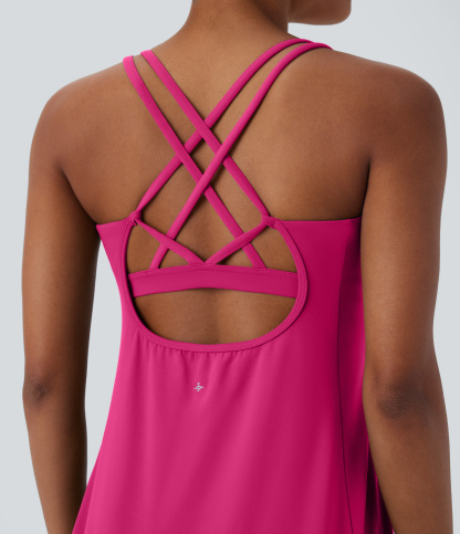 Plush Cut Out Pocket 2-Piece Mini Yoga Active Dress