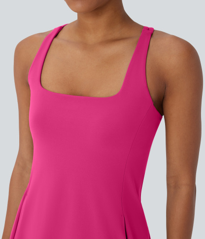 Plush Cut Out Pocket 2-Piece Mini Yoga Active Dress