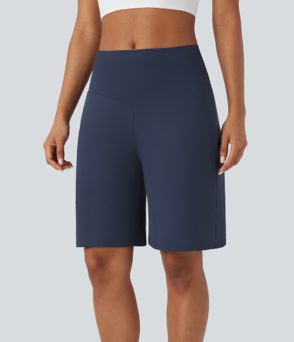 Airy High Waisted Pockets Cool Touch Yoga Bermuda Shorts