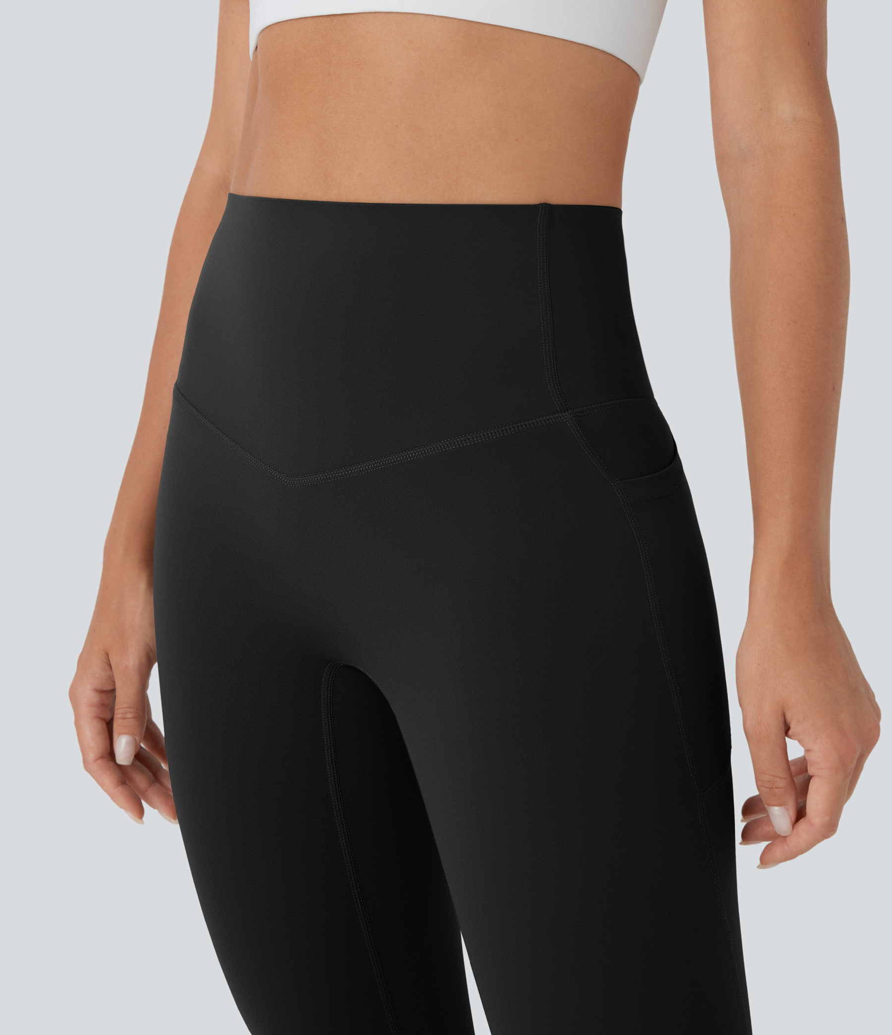 SoCinched High Waisted Tummy Control Built-in Underwear Anti-Bacterial Shaping 7/8 Workout Leggings with Pockets