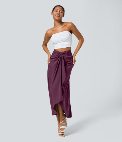 High Waisted Wrapped Tie Back Quick Dry Skirt