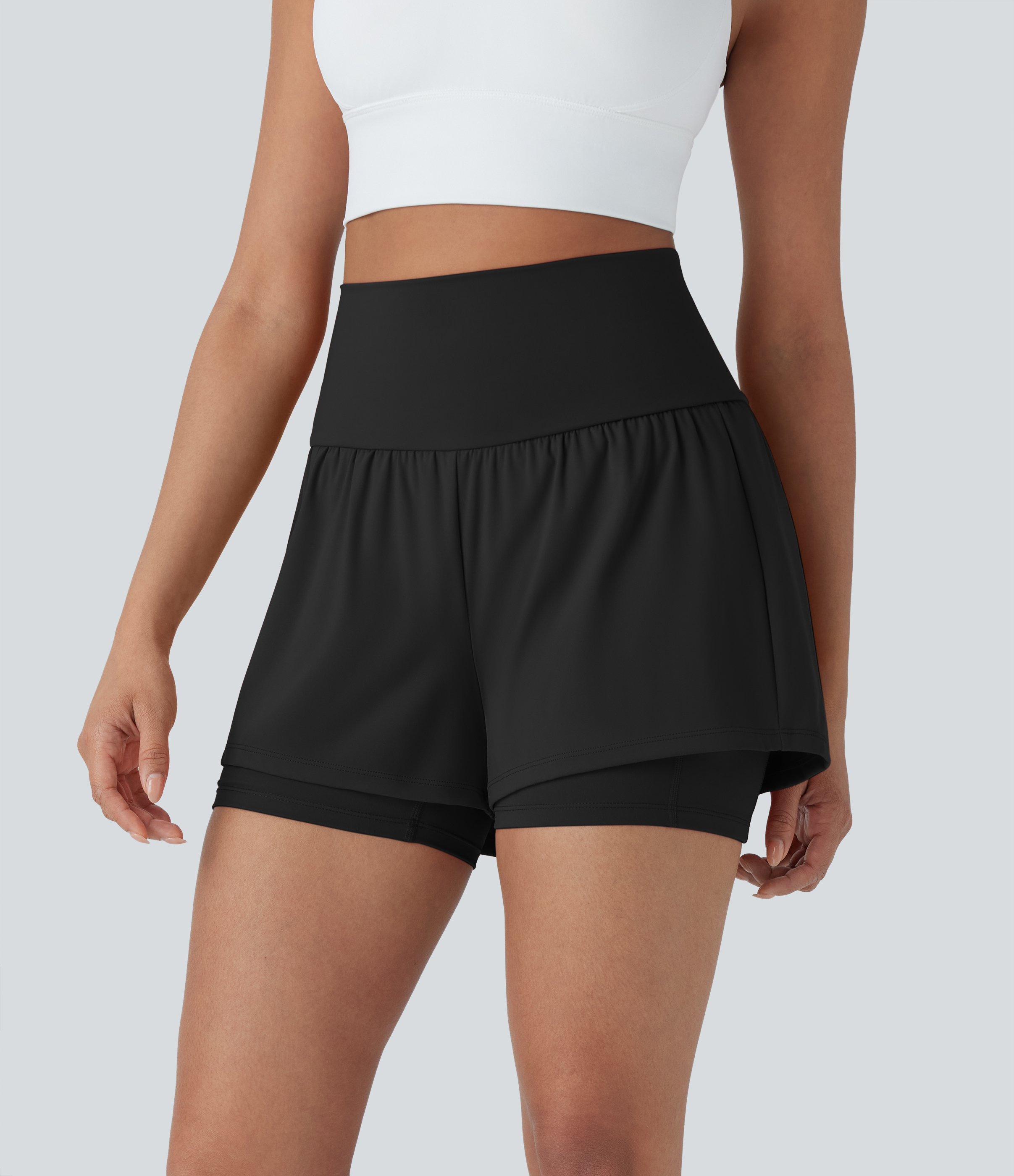 Airy Super High Waisted 2-in-1 Cool Touch Yoga Shorts 5'' with Pockets