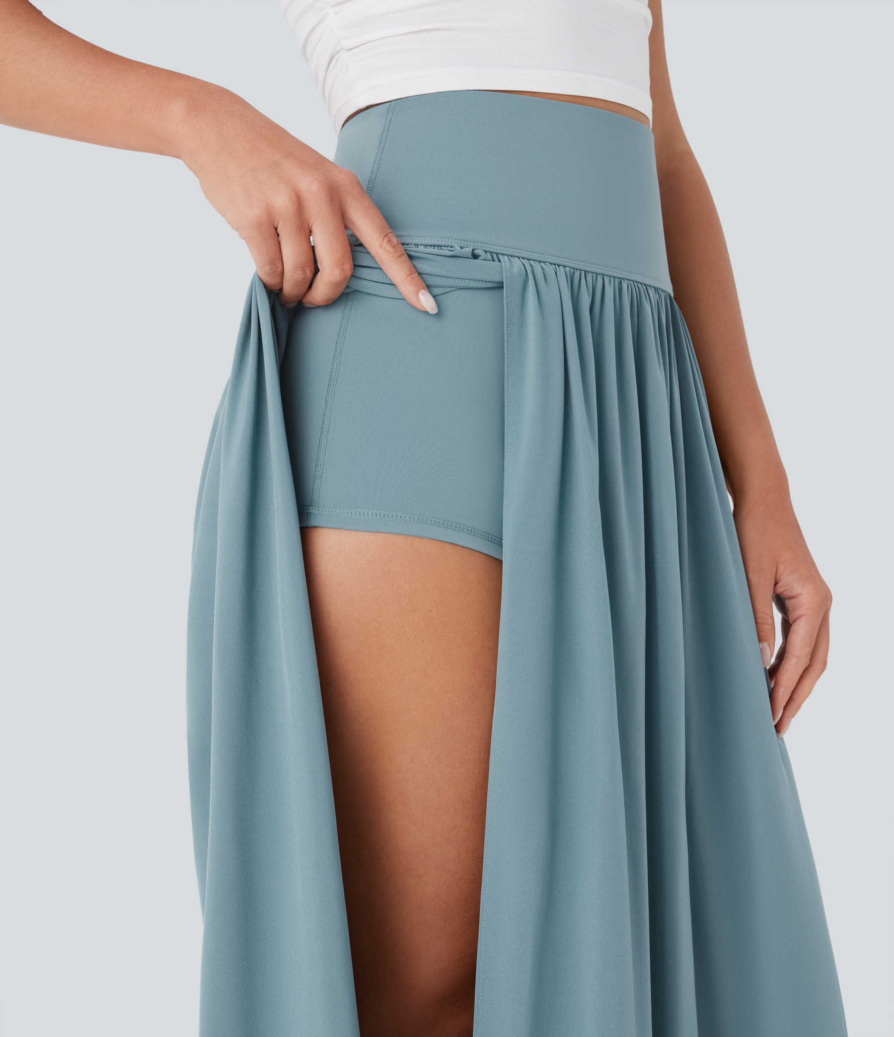 SoCinched High Waisted Tummy Control 2-in-1 Flowy Quick Dry Maxi Skirt