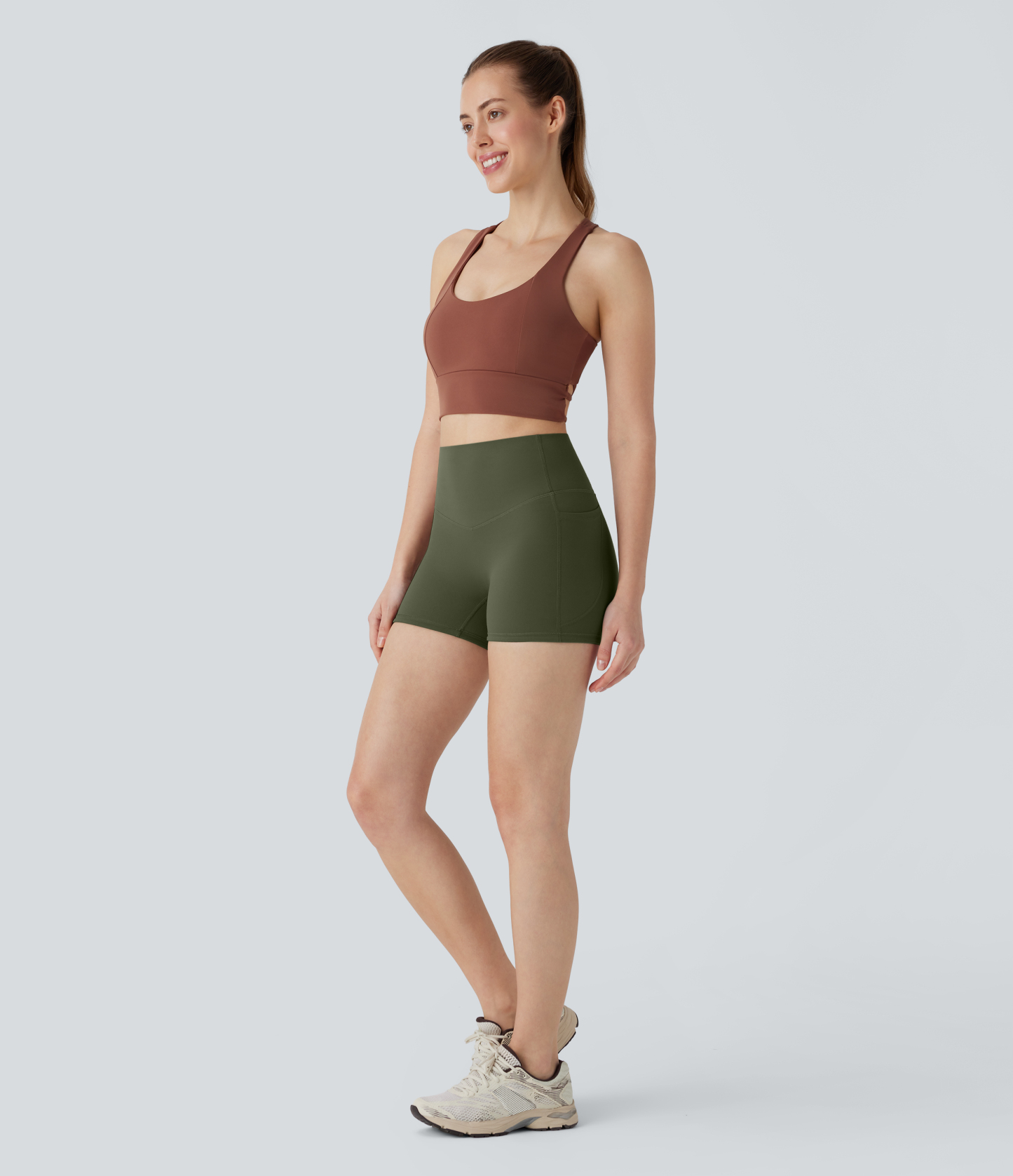 SoCinched High Waisted Tummy Control Pocket Shaping Training Biker Shorts 3''