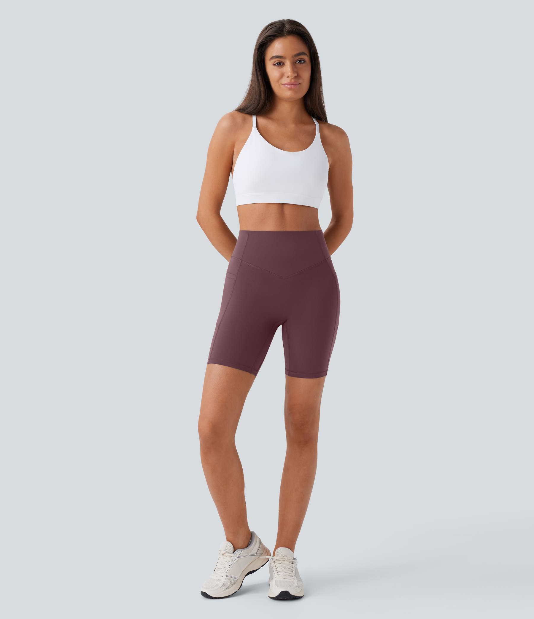 SoCinched High Waisted Scrunch Butt Lifting Tummy Control Side Pocket Shaping Workout Biker Shorts 7''