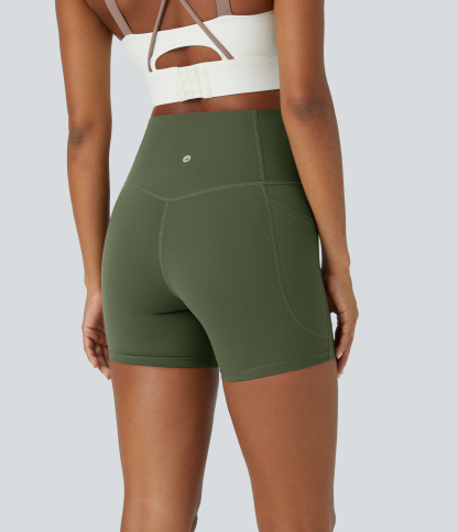 SoCinched High Waisted Tummy Control Side Pocket Shaping Training Biker Shorts 5''