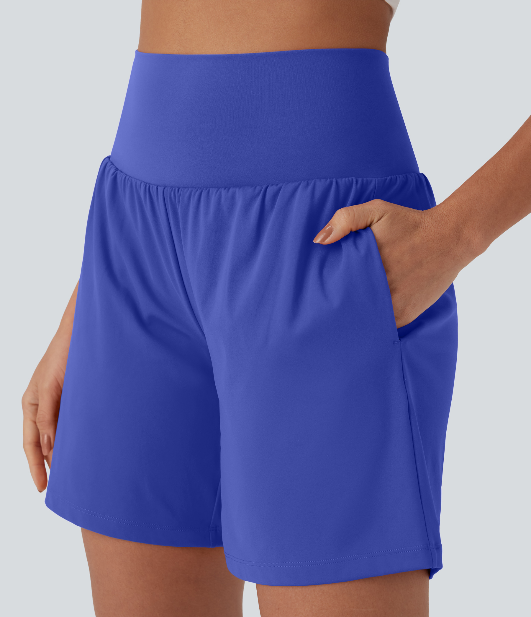 Airy Super High Waisted 2-in-1 Cool Touch Yoga Shorts 7" with Pockets