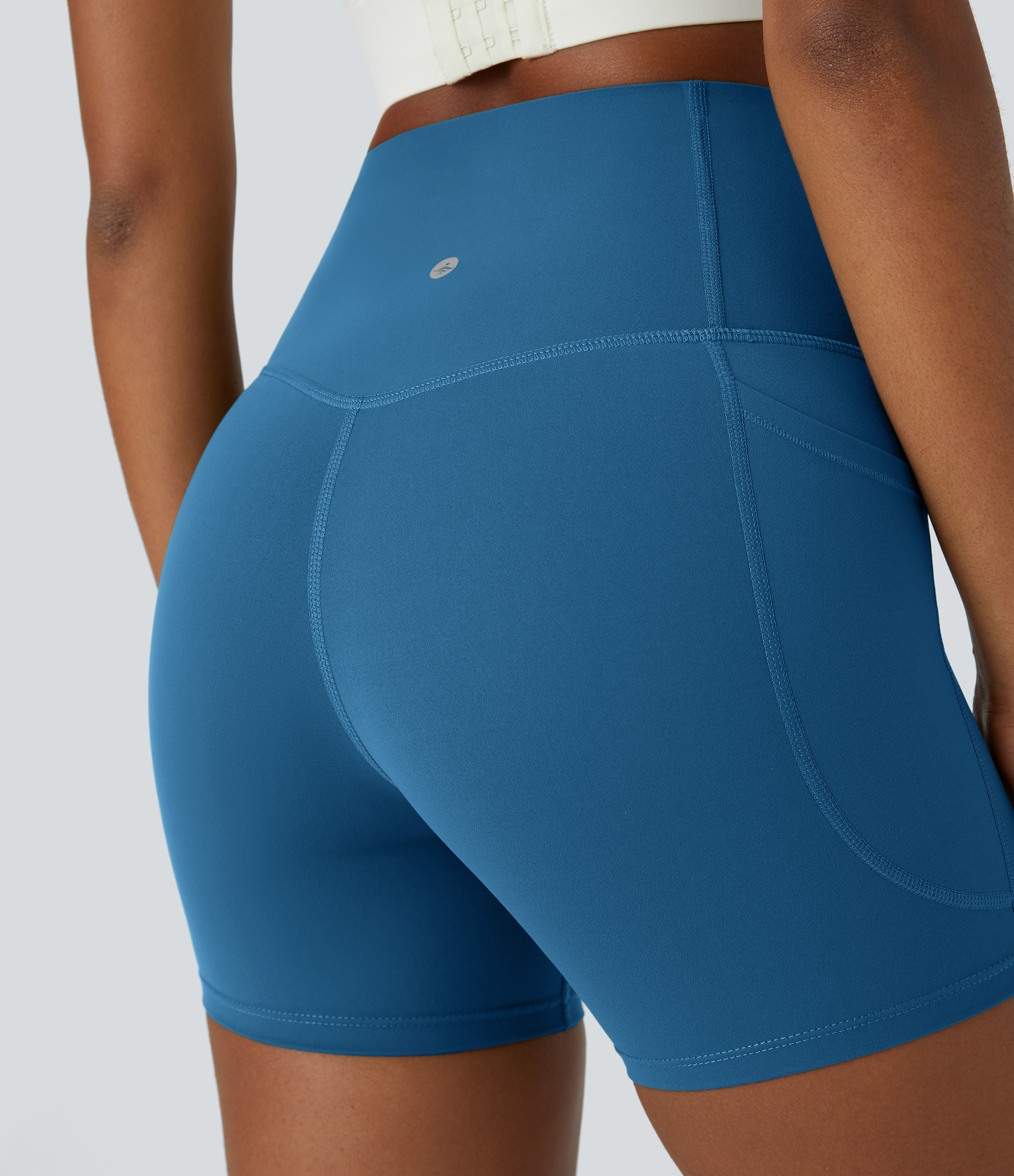 SoCinched High Waisted Tummy Control Side Pocket Shaping Training Biker Shorts 5''