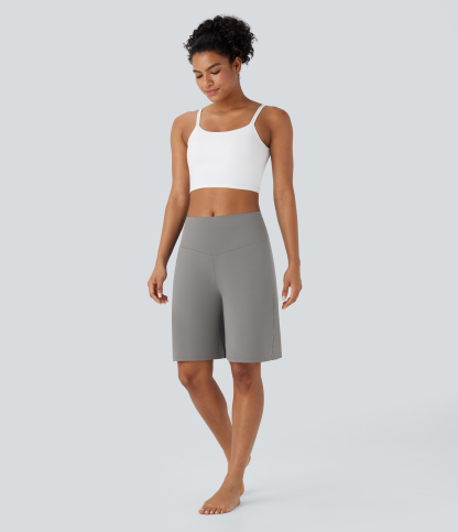 Airy High Waisted Pockets Cool Touch Yoga Bermuda Shorts