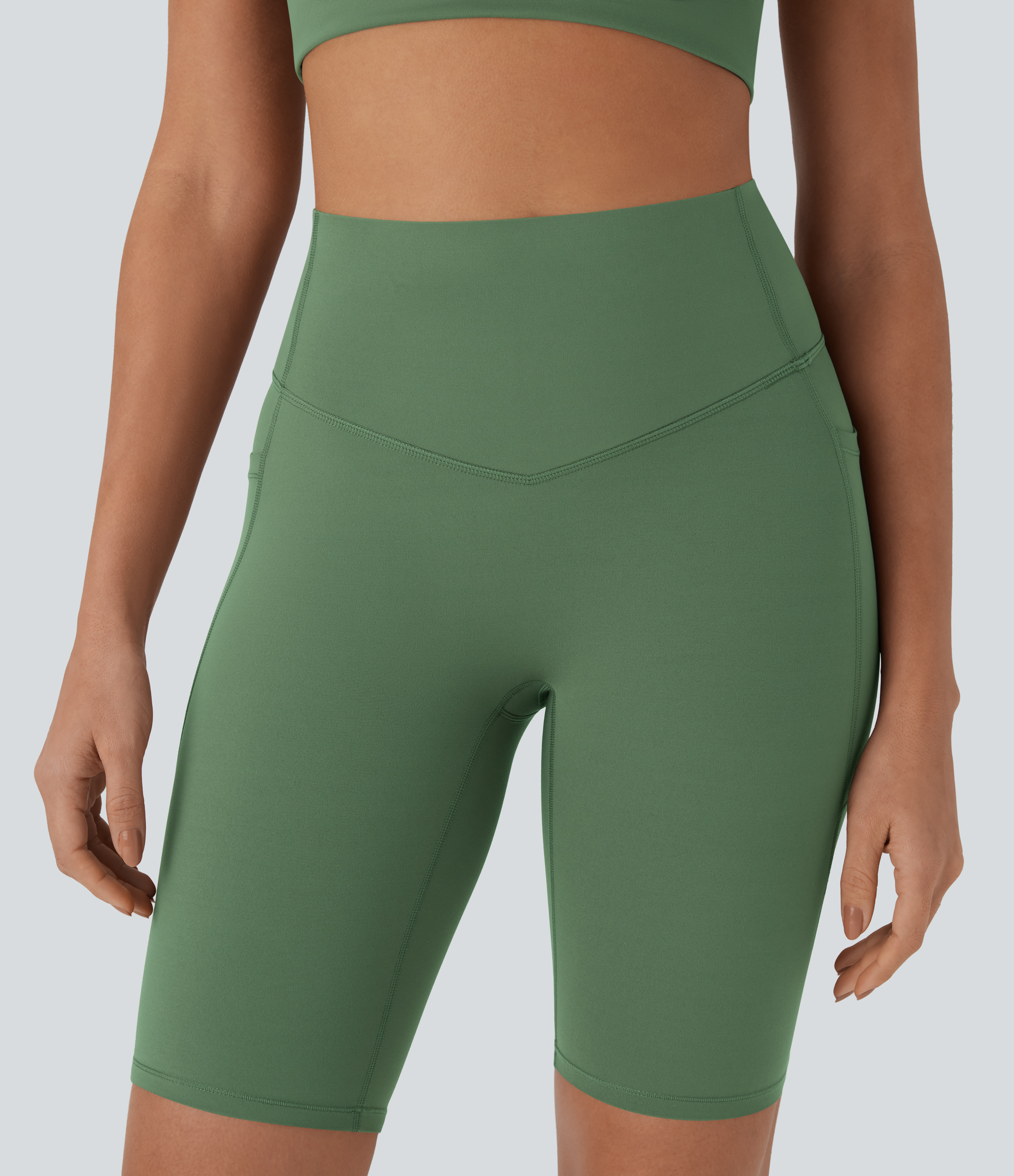 SoCinched High Waisted Tummy Control Pocket Shaping Training Biker Shorts 9''