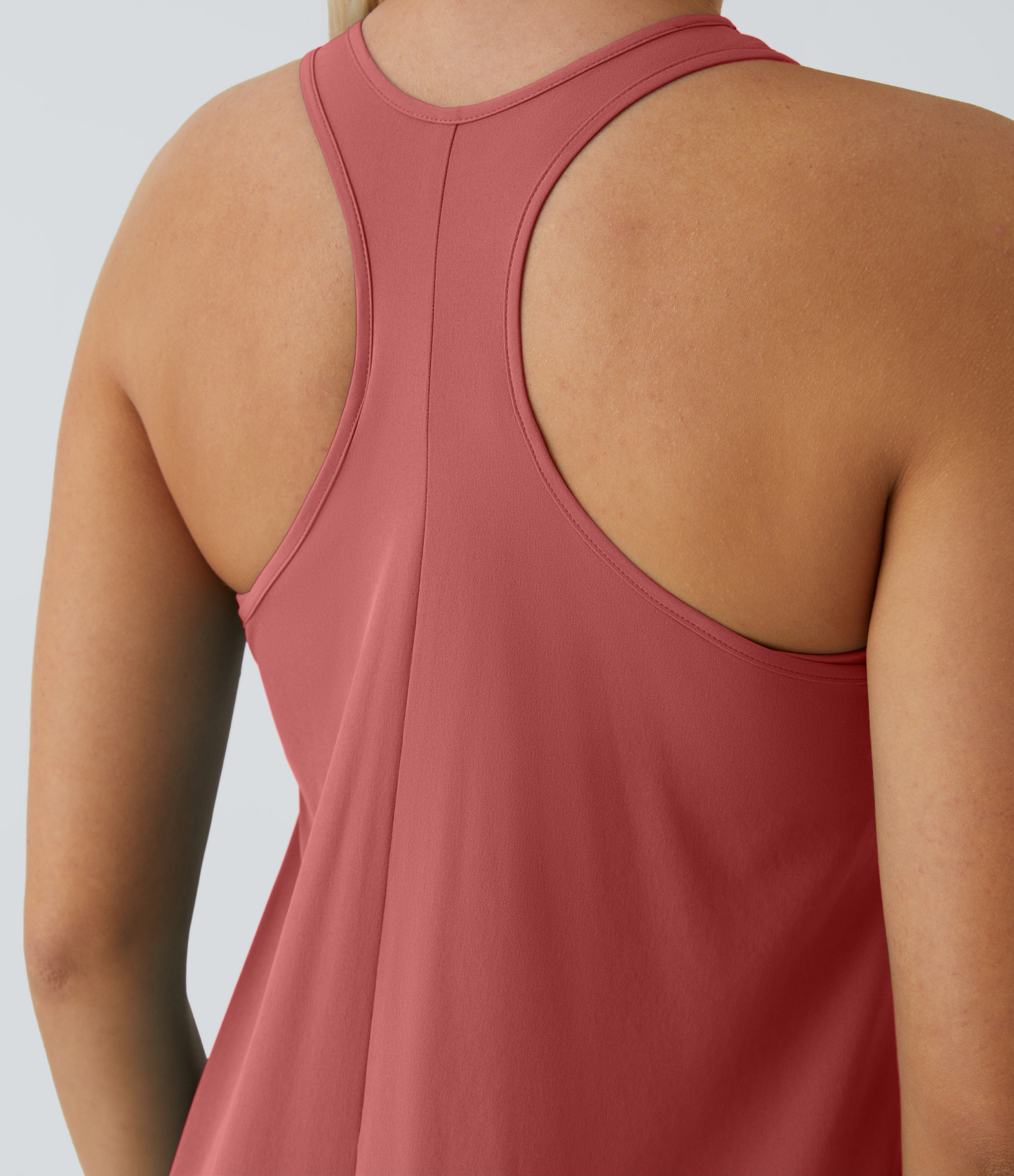 Backless Racerback Side Pocket High Low Flowy Midi Quick Dry Casual Dress