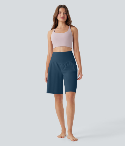 Airy High Waisted Pockets Cool Touch Yoga Bermuda Shorts