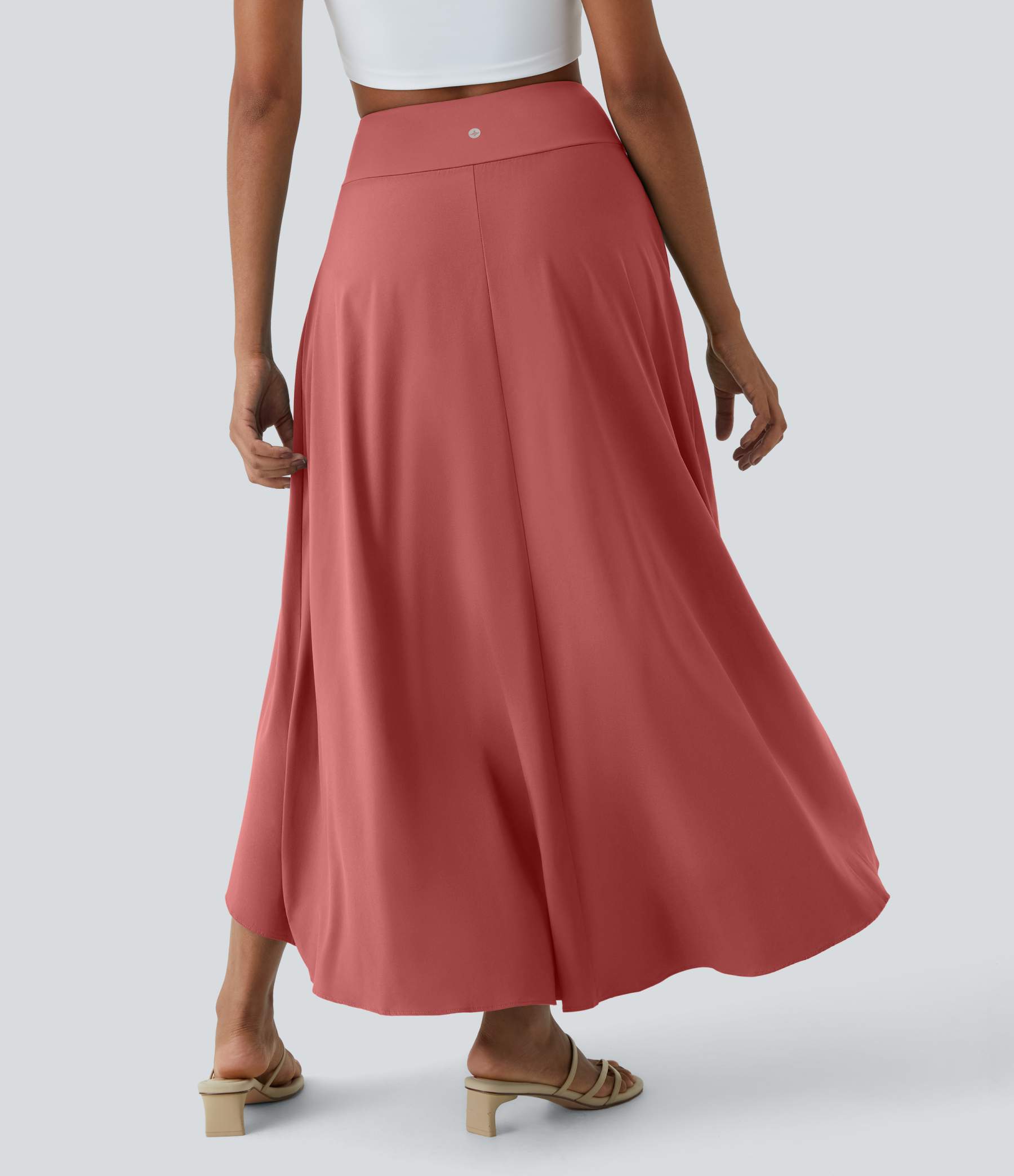 High Waisted High Low Ruffle 2-in-1 Flowy Quick Dry Casual Regular Maxi Skirt