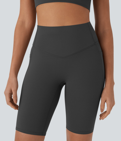 SoCinched High Waisted Tummy Control Pocket Shaping Training Biker Shorts 9''