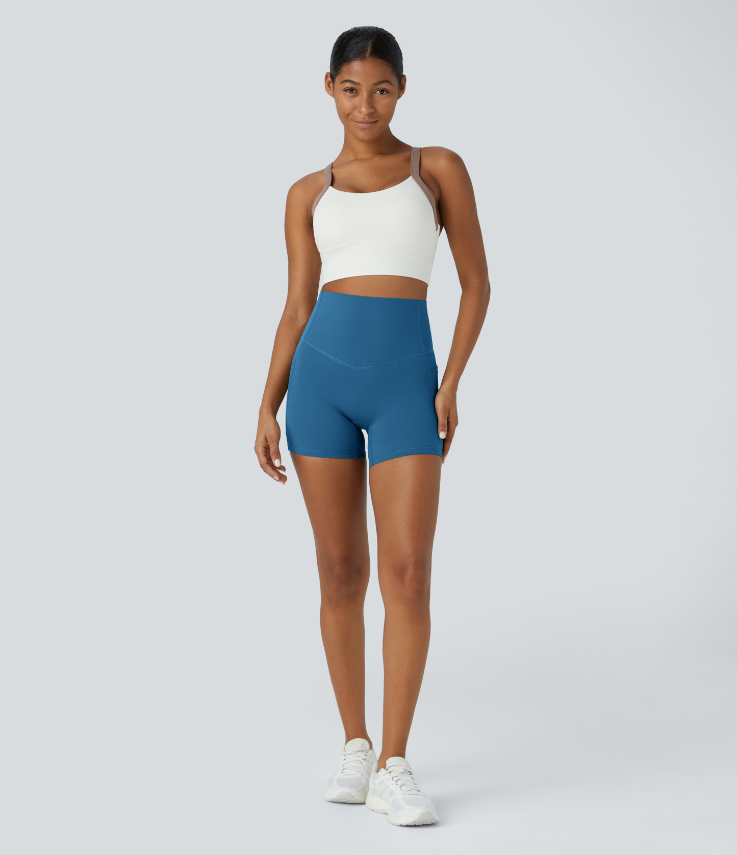 SoCinched High Waisted Tummy Control Side Pocket Shaping Training Biker Shorts 5''