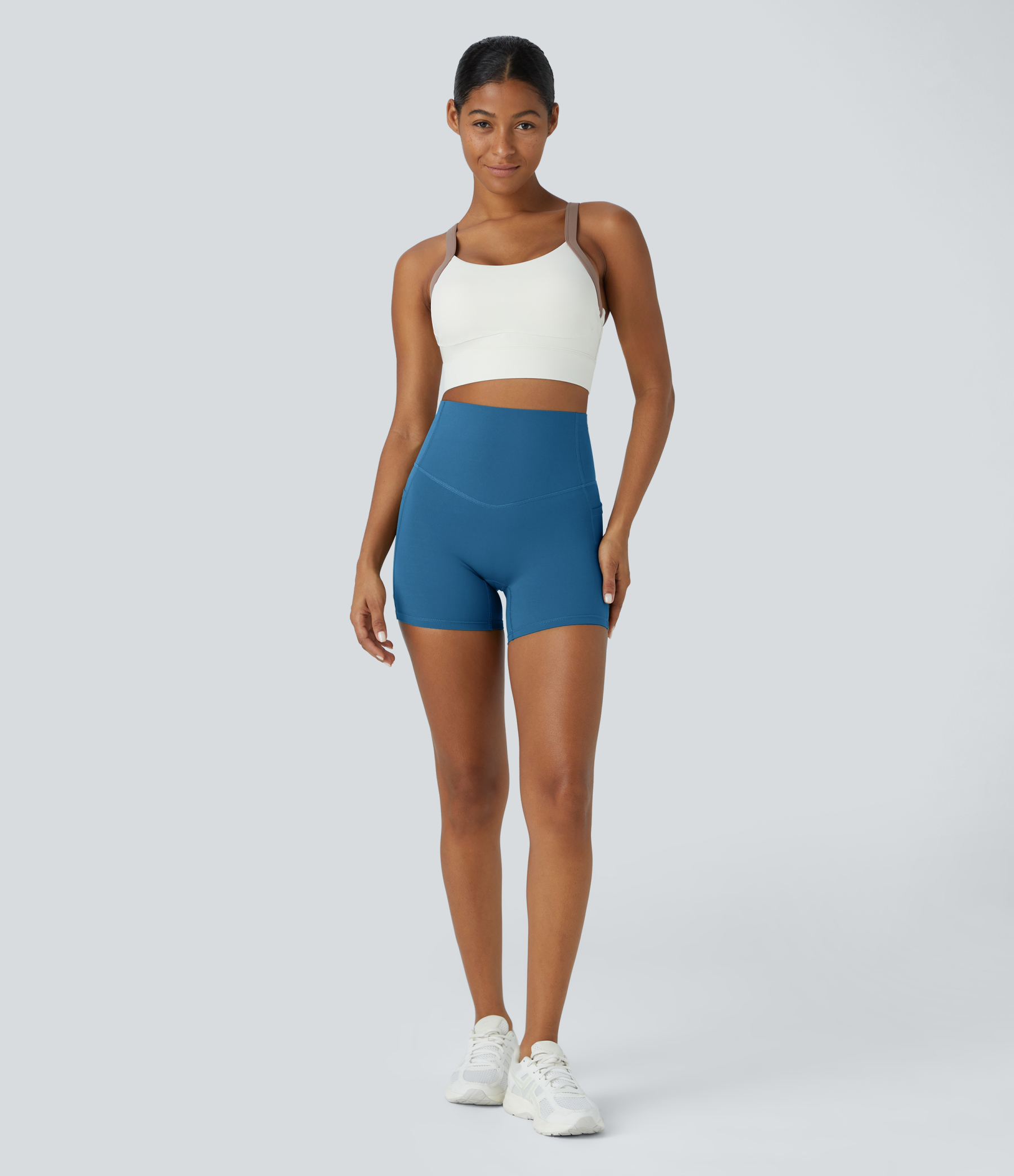 SoCinched High Waisted Tummy Control Side Pocket Shaping Training Biker Shorts 5''