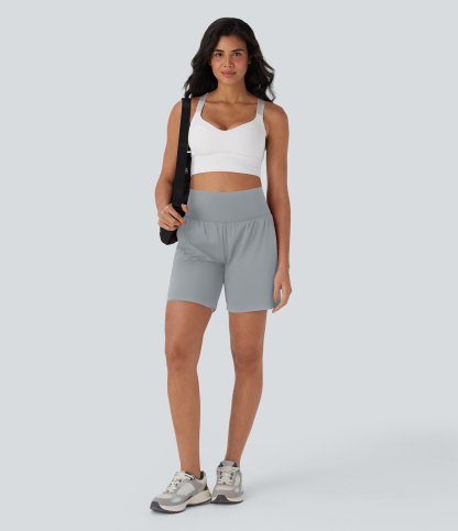 Airy Super High Waisted 2-in-1 Cool Touch Yoga Shorts 7" with Pockets