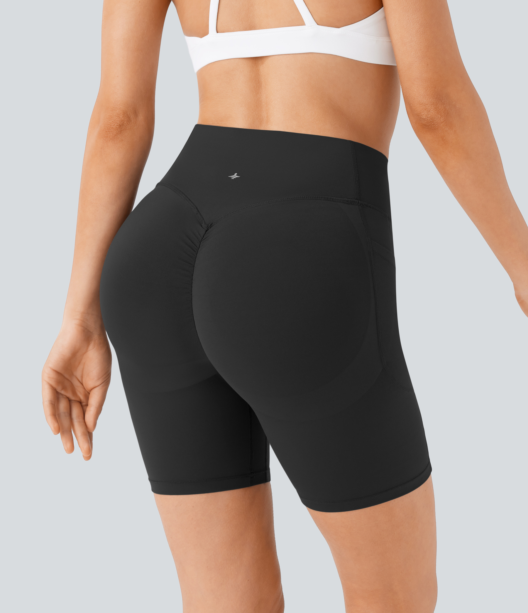 SoCinched High Waisted Scrunch Butt Lifting Tummy Control Side Pocket Shaping Workout Biker Shorts 7''