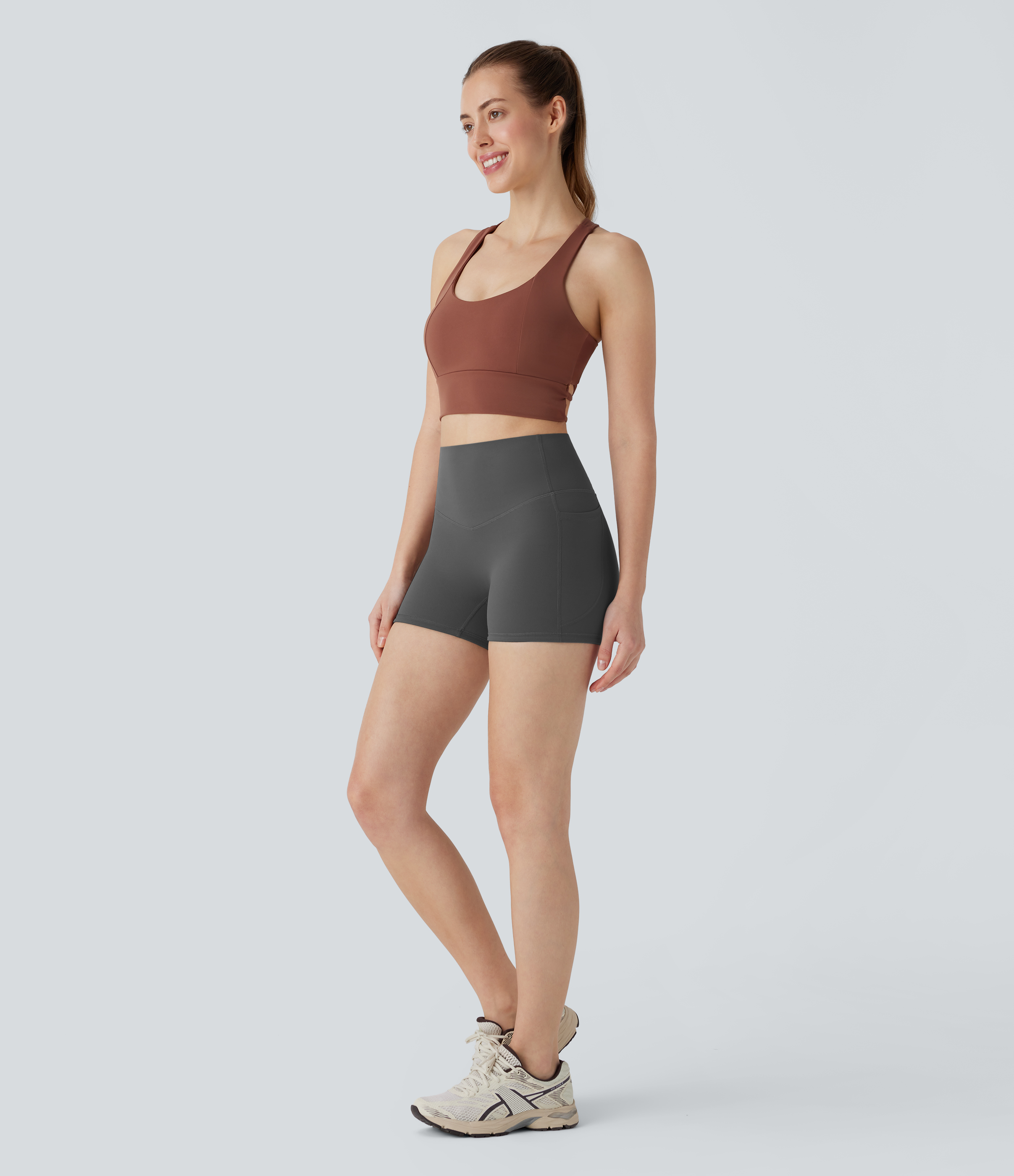 SoCinched High Waisted Tummy Control Pocket Shaping Training Biker Shorts 3''