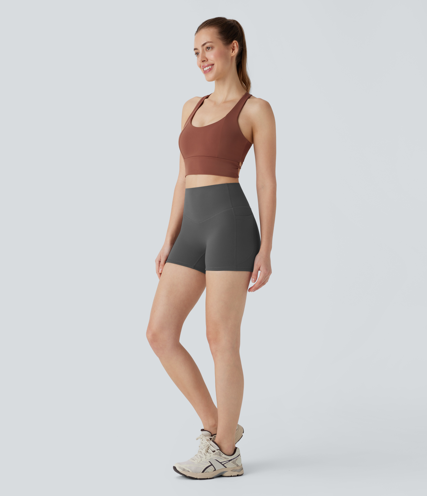 SoCinched High Waisted Tummy Control Pocket Shaping Training Biker Shorts 3''