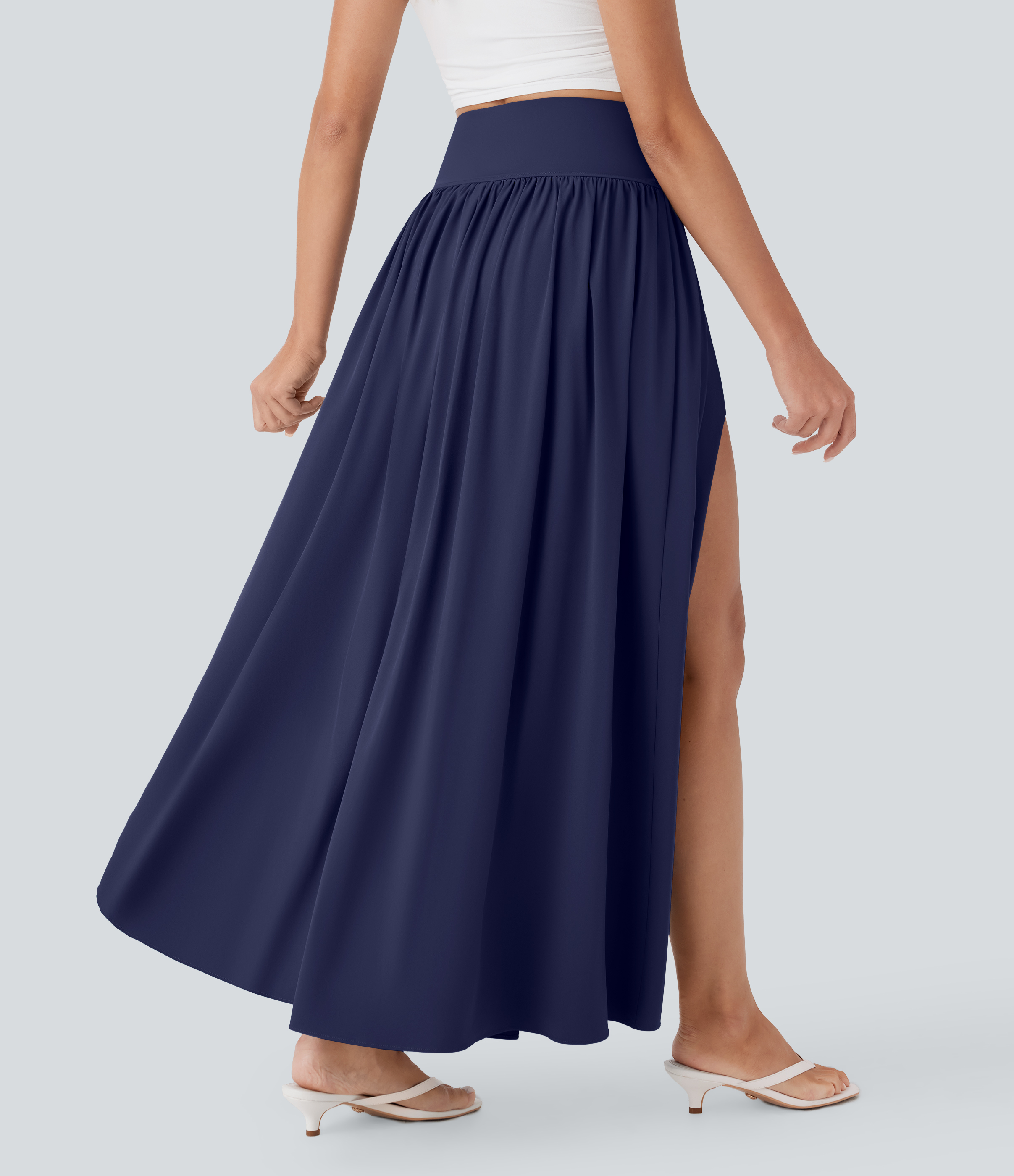 SoCinched High Waisted Tummy Control 2-in-1 Flowy Quick Dry Maxi Skirt