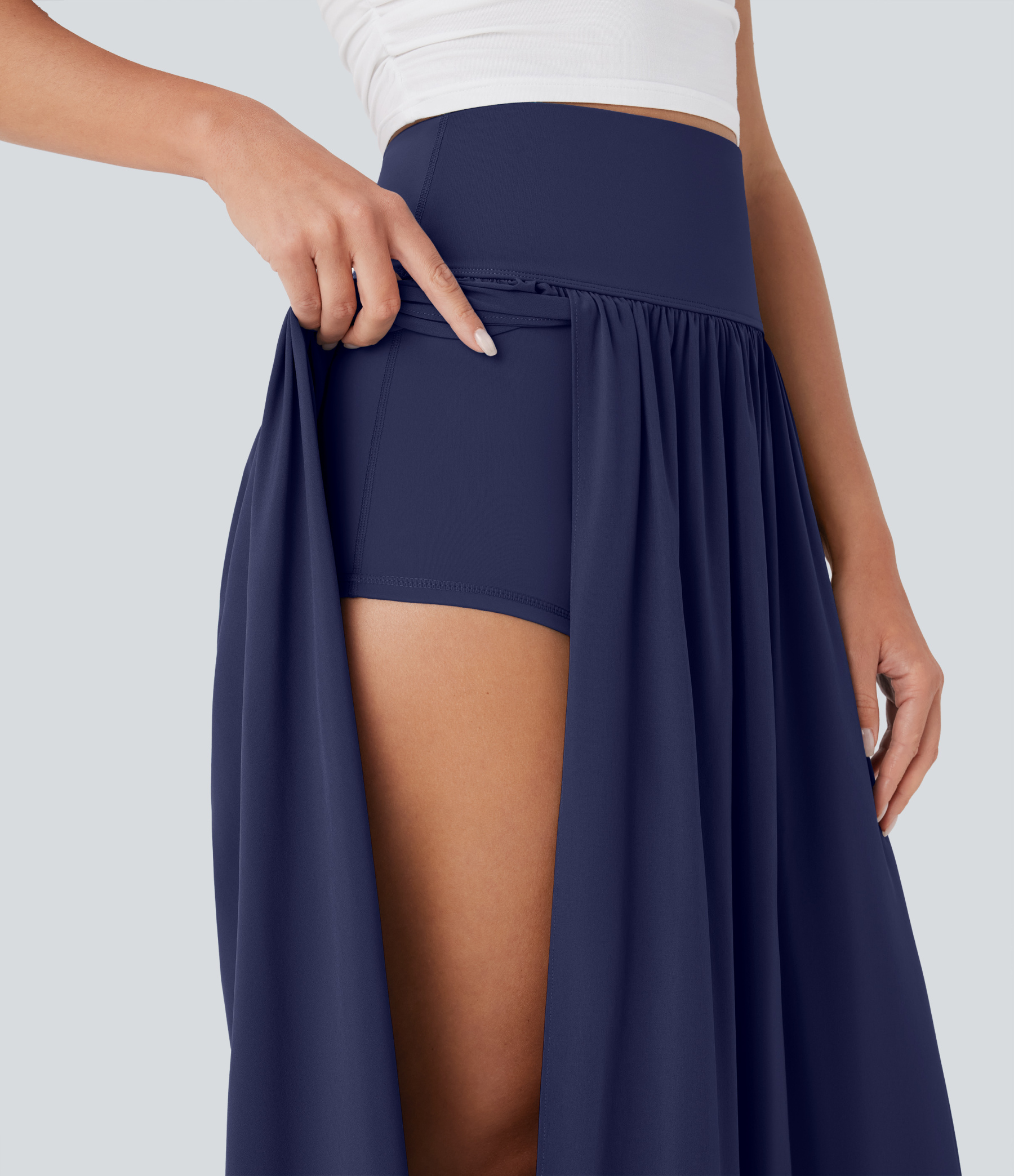 SoCinched High Waisted Tummy Control 2-in-1 Flowy Quick Dry Maxi Skirt