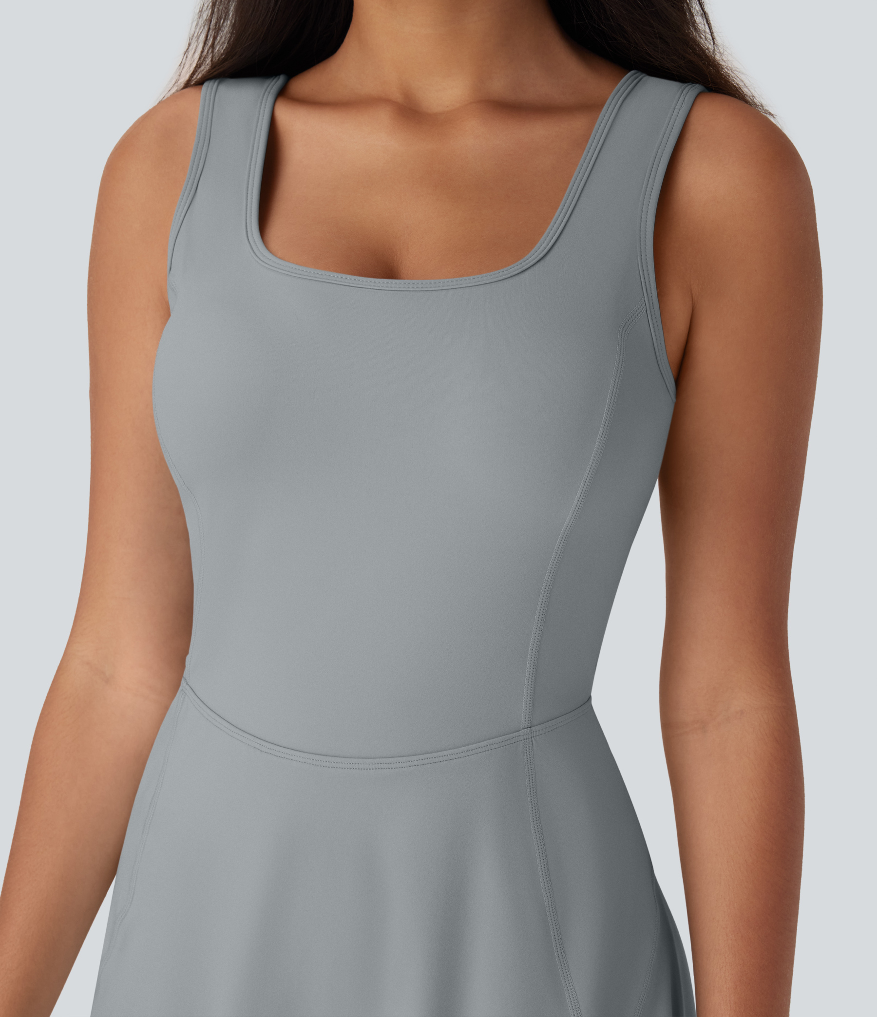 Airy U Neck 2-in-1 Pocket Mini Cool Touch Dance Active Dress-Easy Peezy