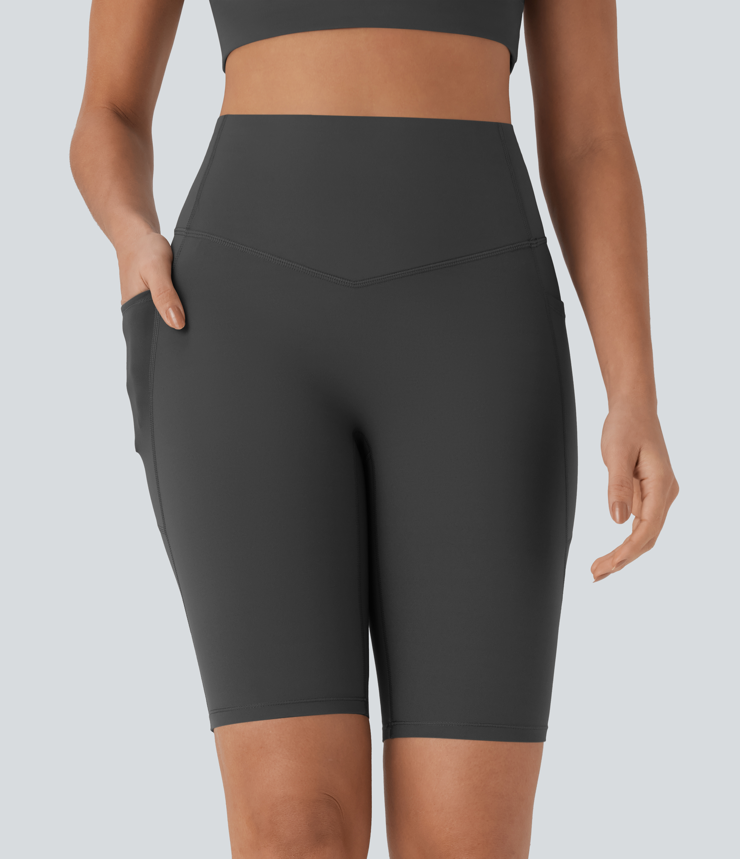 SoCinched High Waisted Tummy Control Pocket Shaping Training Biker Shorts 9''