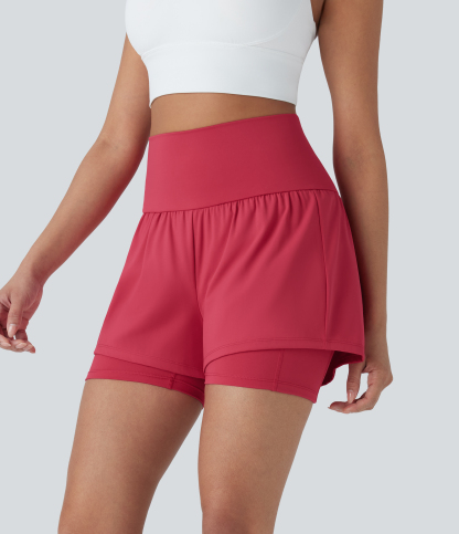 Airy Super High Waisted 2-in-1 Cool Touch Yoga Shorts 5'' with Pockets