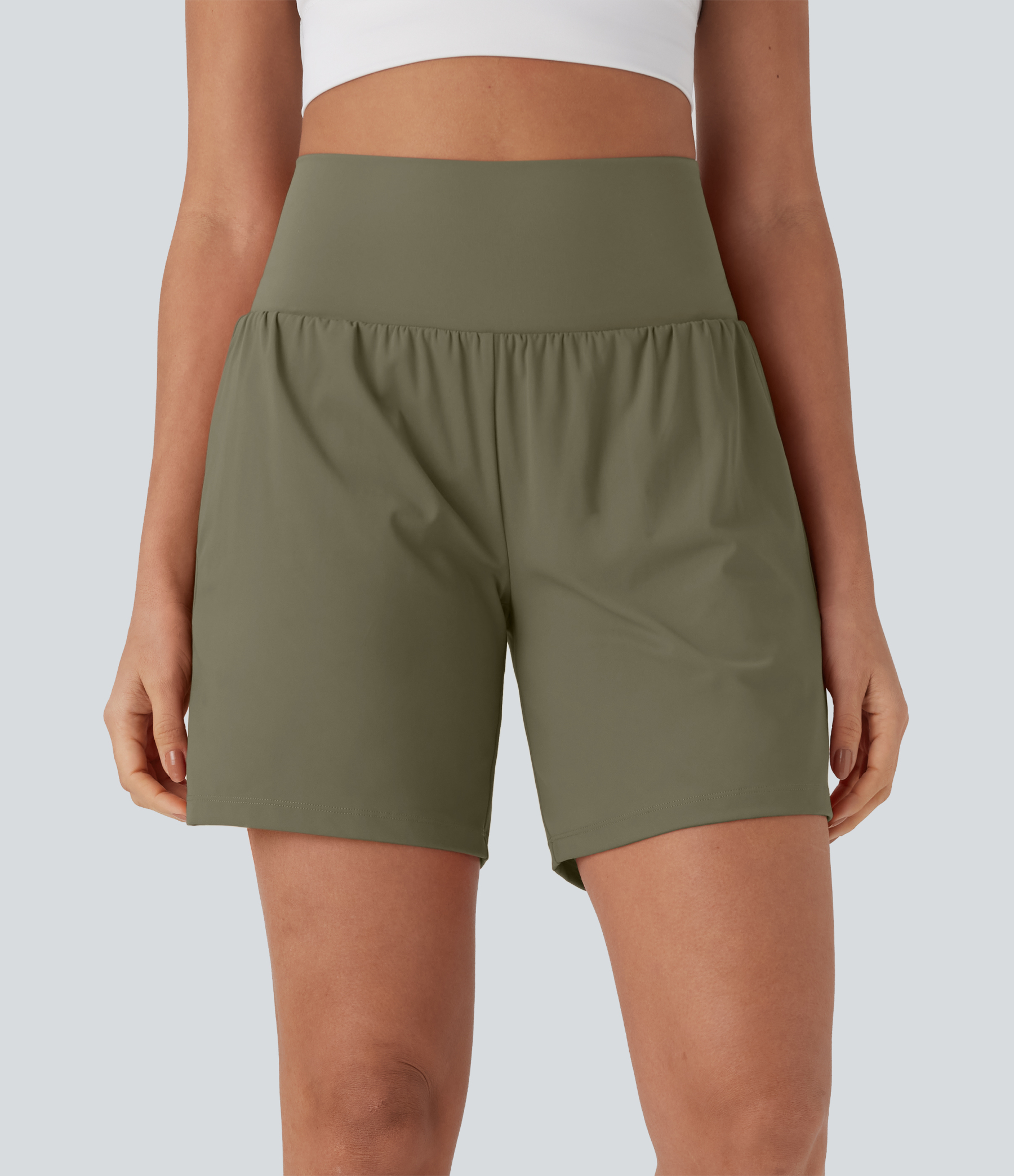Airy Super High Waisted 2-in-1 Cool Touch Yoga Shorts 7" with Pockets