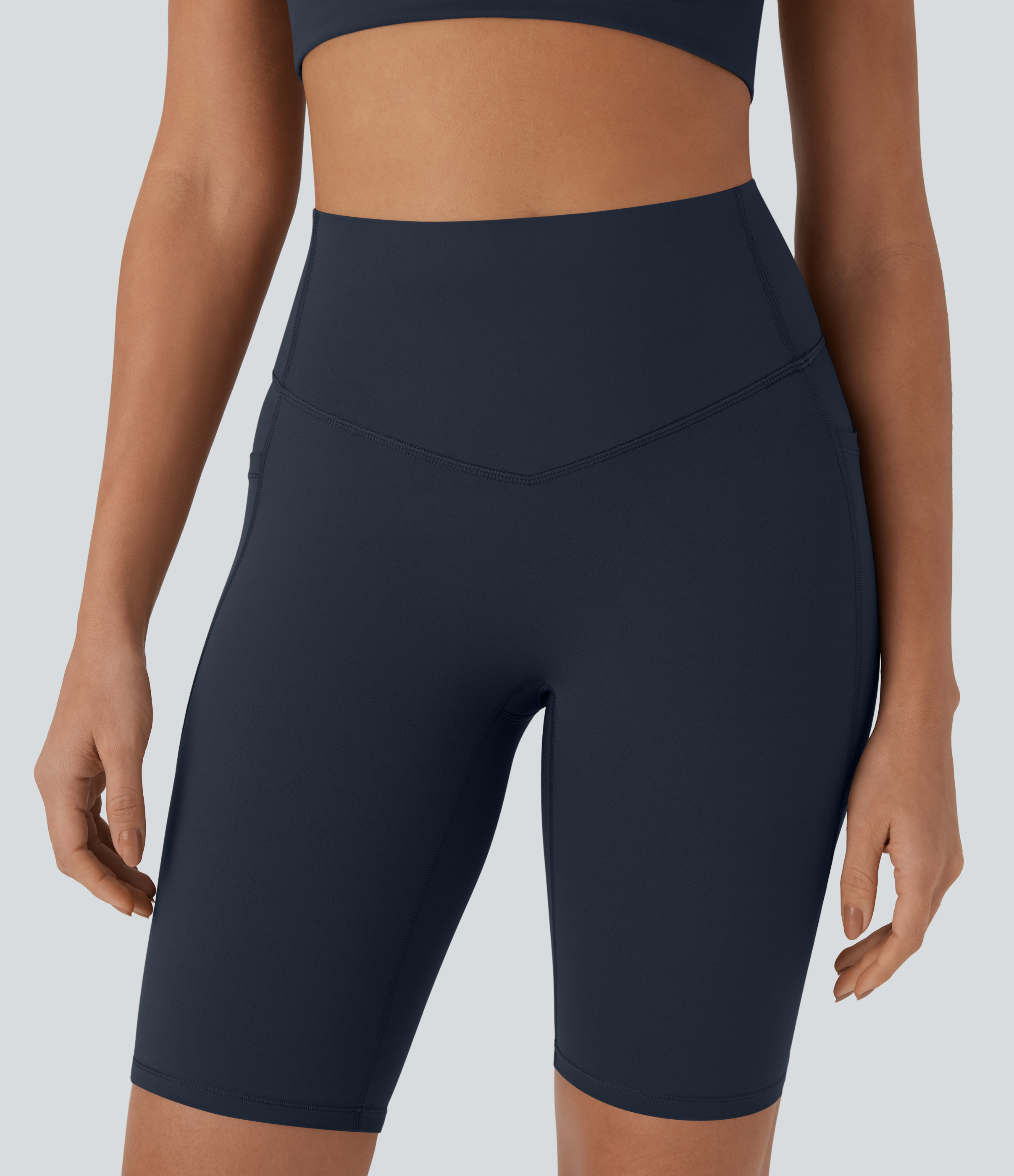 SoCinched High Waisted Tummy Control Pocket Shaping Training Biker Shorts 9''