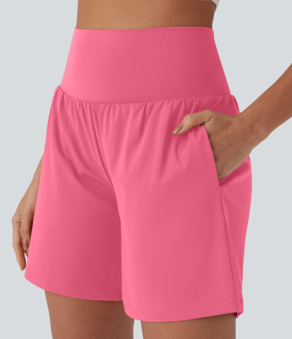 Airy Super High Waisted 2-in-1 Cool Touch Yoga Shorts 7" with Pockets