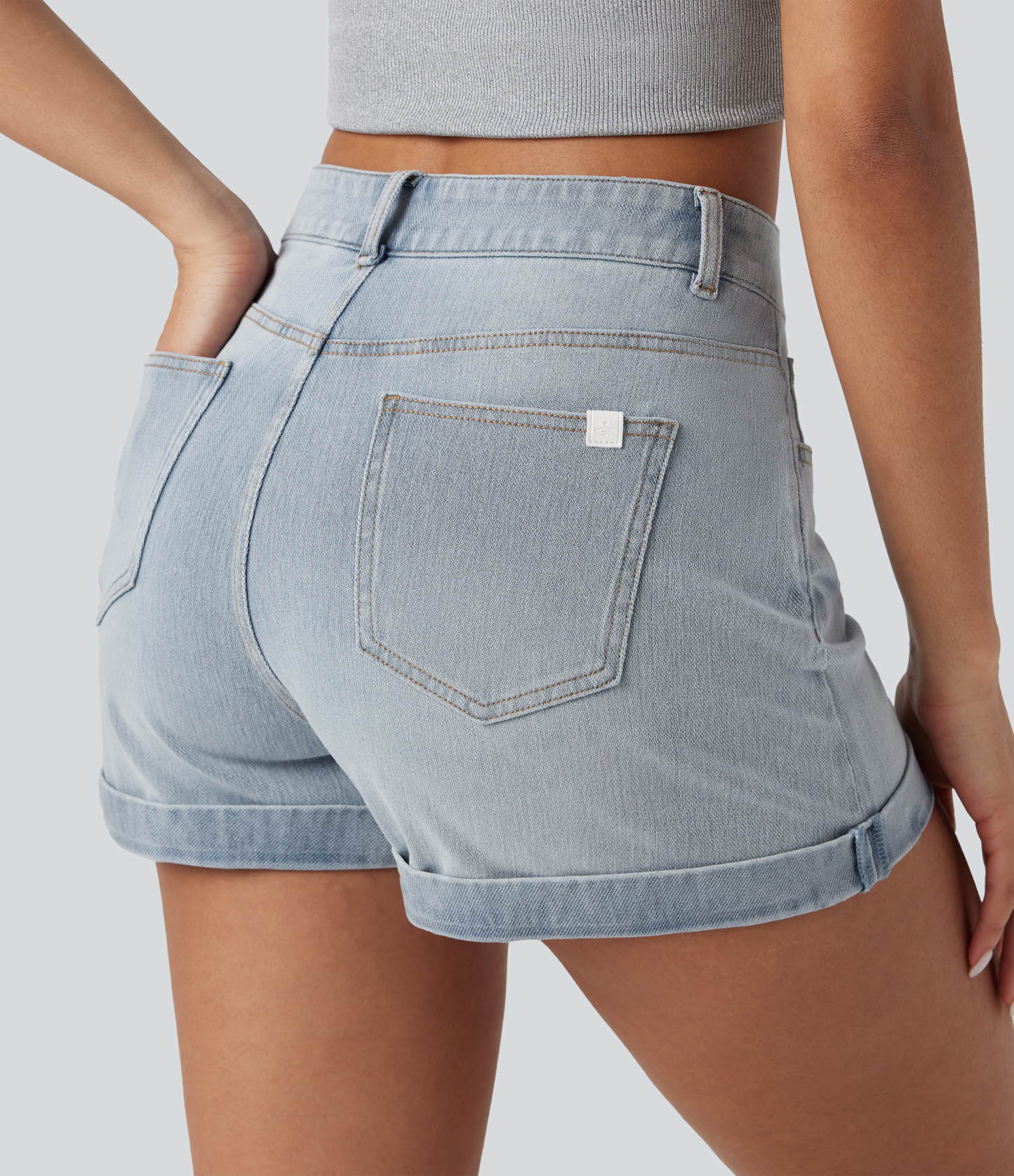 Mid Rise Zipper Pockets Denim Casual Shorts 3''