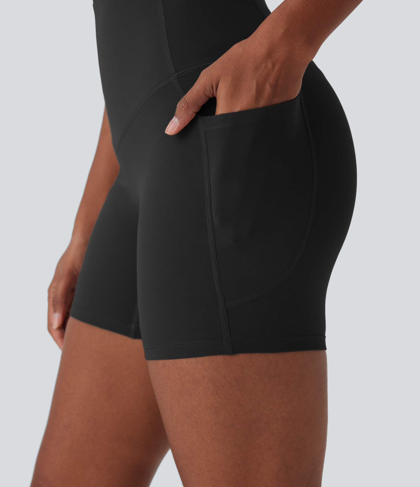 SoCinched High Waisted Tummy Control Built-in Underwear Anti-Bacterial Shaping Training Biker Shorts 5'' With Pockets