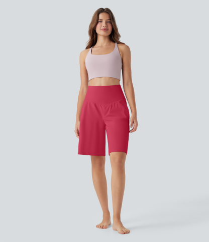 Airy High Waisted Pockets Cool Touch Yoga Bermuda Shorts