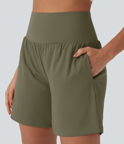 Airy Super High Waisted 2-in-1 Cool Touch Yoga Shorts 7" with Pockets