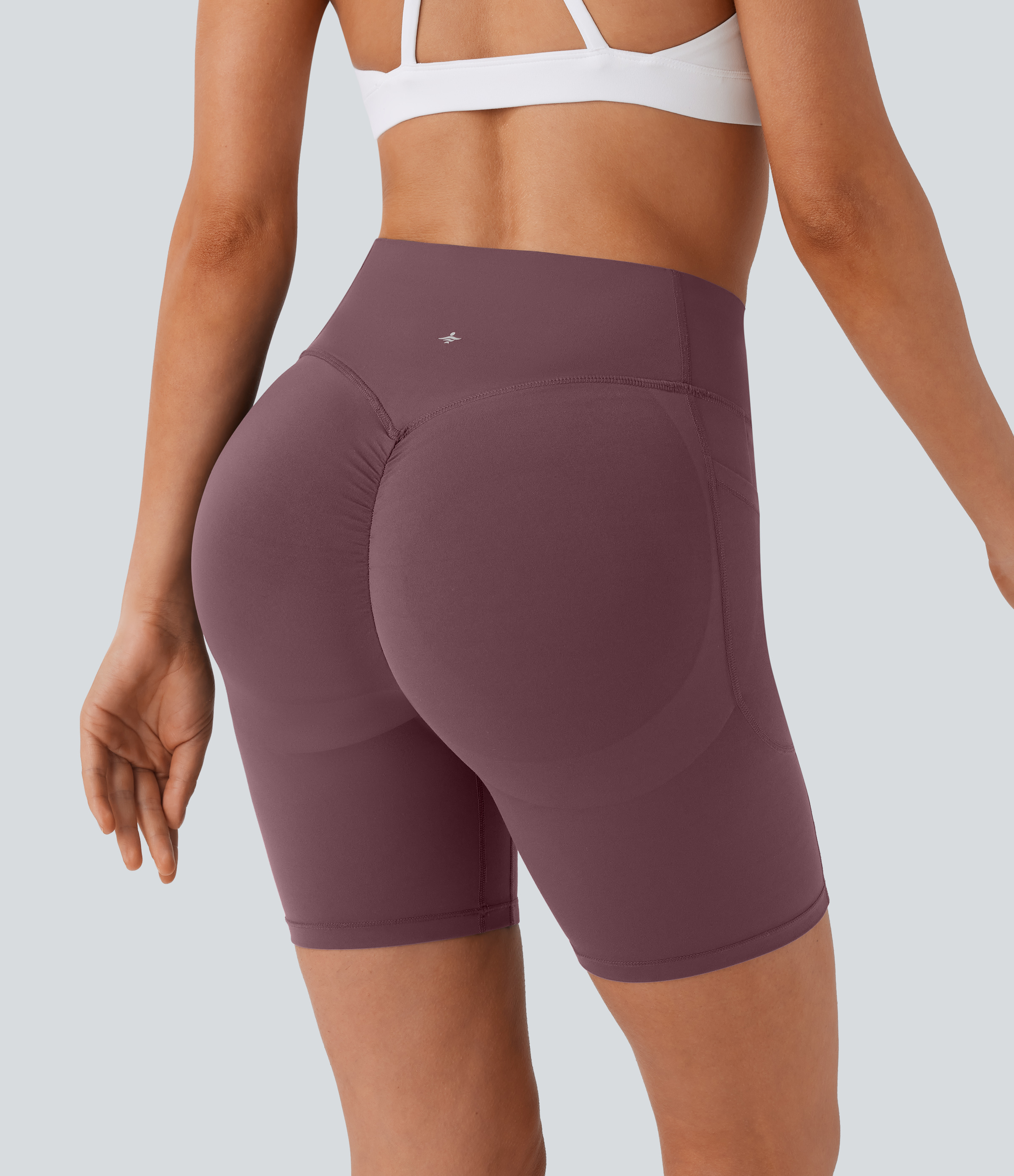 SoCinched High Waisted Scrunch Butt Lifting Tummy Control Side Pocket Shaping Workout Biker Shorts 7''
