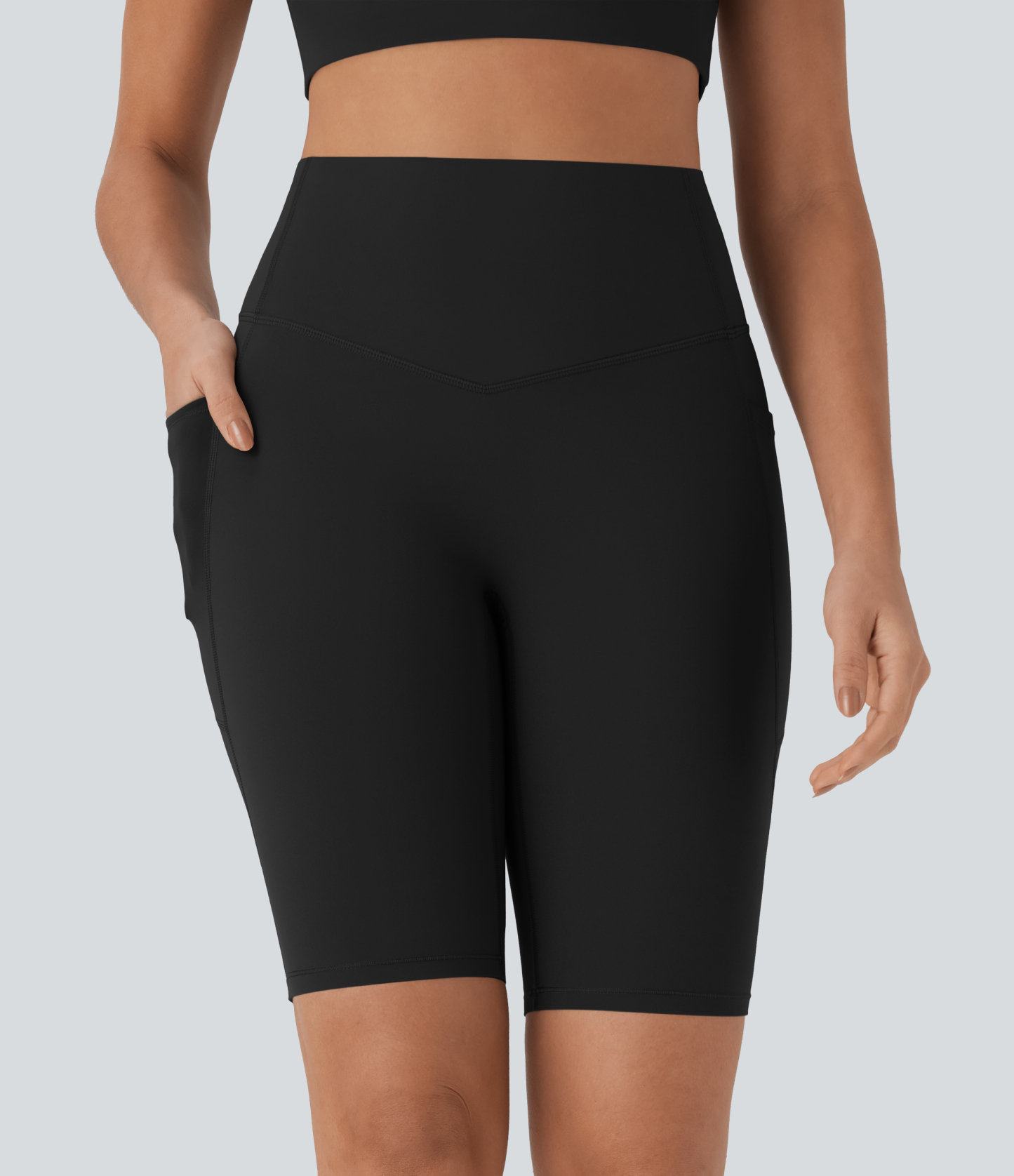 SoCinched High Waisted Tummy Control Pocket Shaping Training Biker Shorts 9''