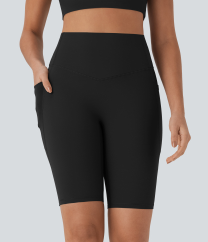 SoCinched High Waisted Tummy Control Pocket Shaping Training Biker Shorts 9''