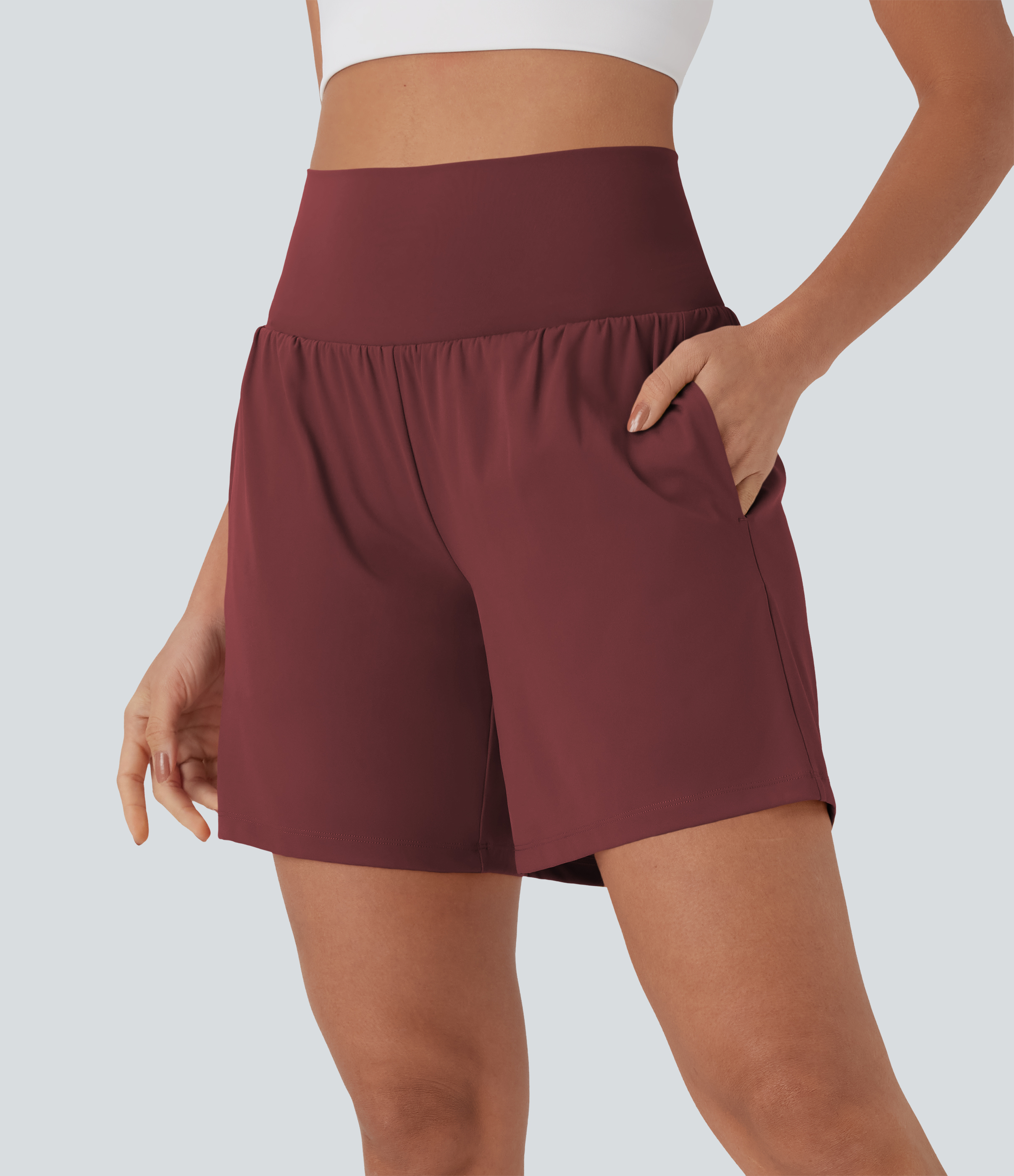 Airy Super High Waisted 2-in-1 Cool Touch Yoga Shorts 7" with Pockets