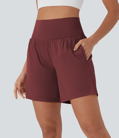 Airy Super High Waisted 2-in-1 Cool Touch Yoga Shorts 7" with Pockets