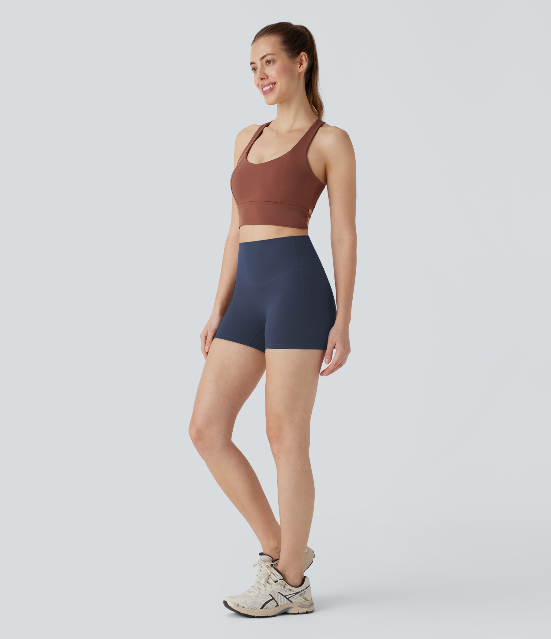 SoCinched High Waisted Tummy Control Pocket Shaping Training Biker Shorts 3''