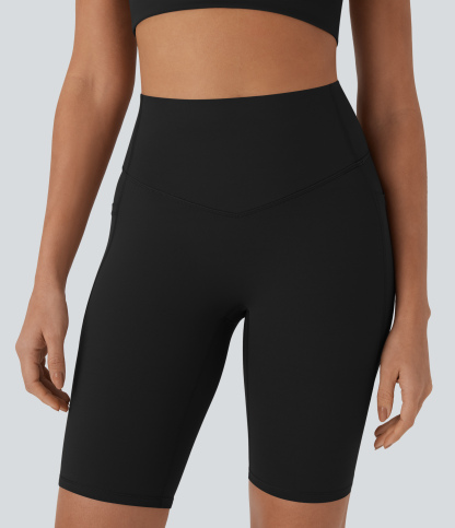 SoCinched High Waisted Tummy Control Pocket Shaping Training Biker Shorts 9''