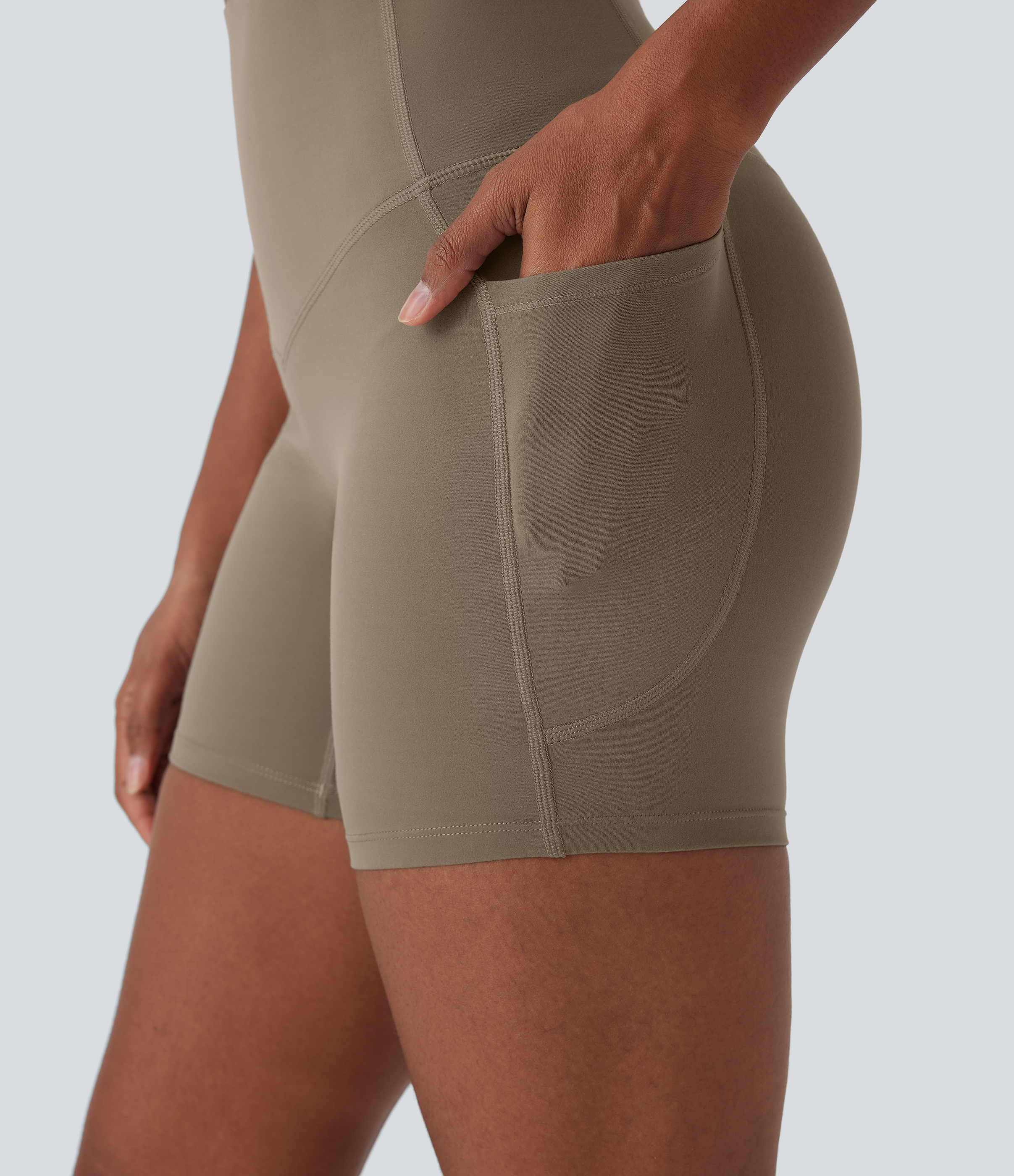 SoCinched High Waisted Tummy Control Built-in Underwear Anti-Bacterial Shaping Training Biker Shorts 5'' With Pockets