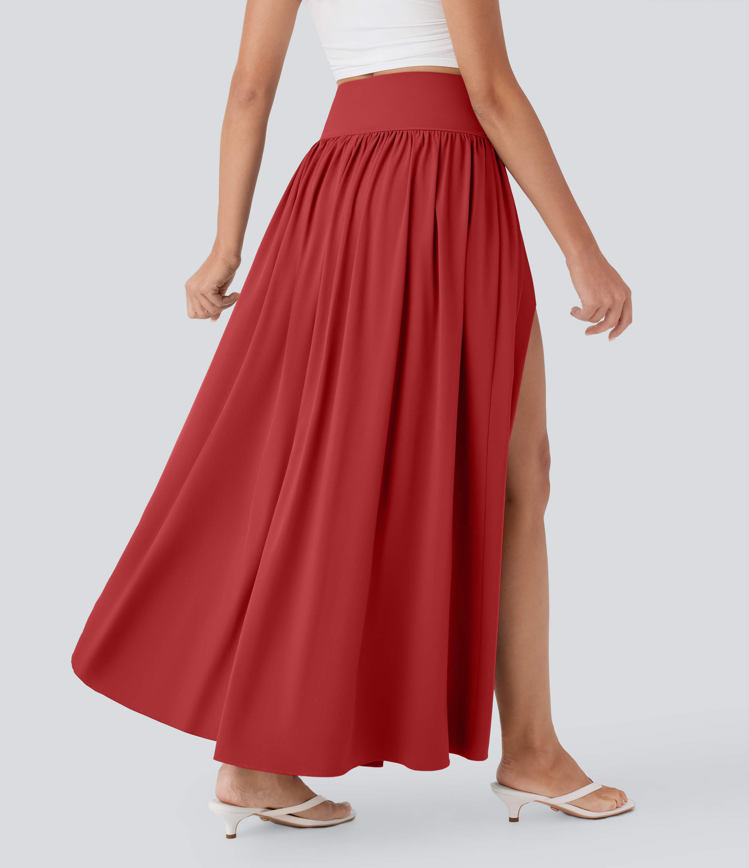 SoCinched High Waisted Tummy Control 2-in-1 Flowy Quick Dry Maxi Skirt