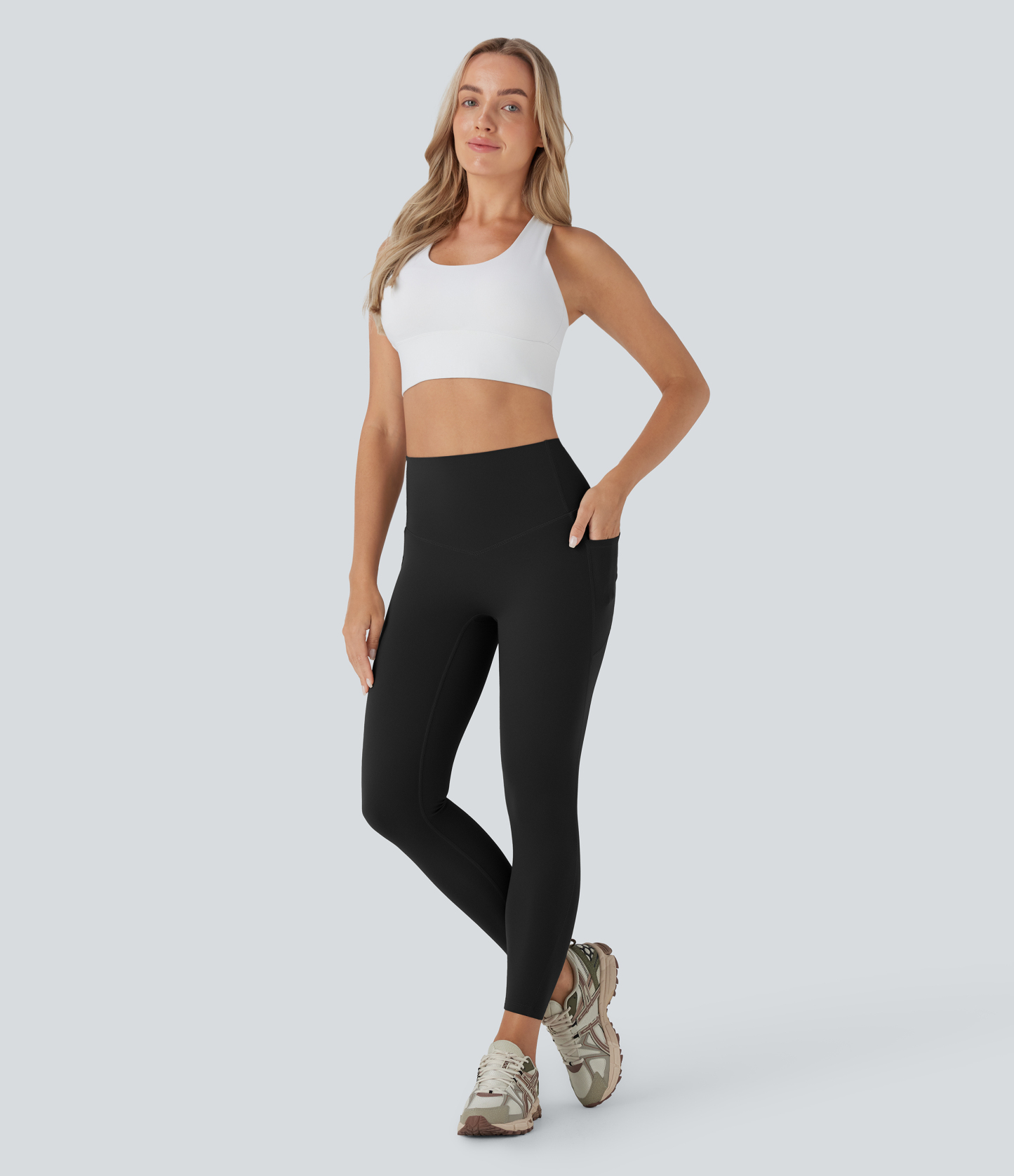 SoCinched High Waisted Tummy Control Built-in Underwear Anti-Bacterial Shaping 7/8 Workout Leggings with Pockets