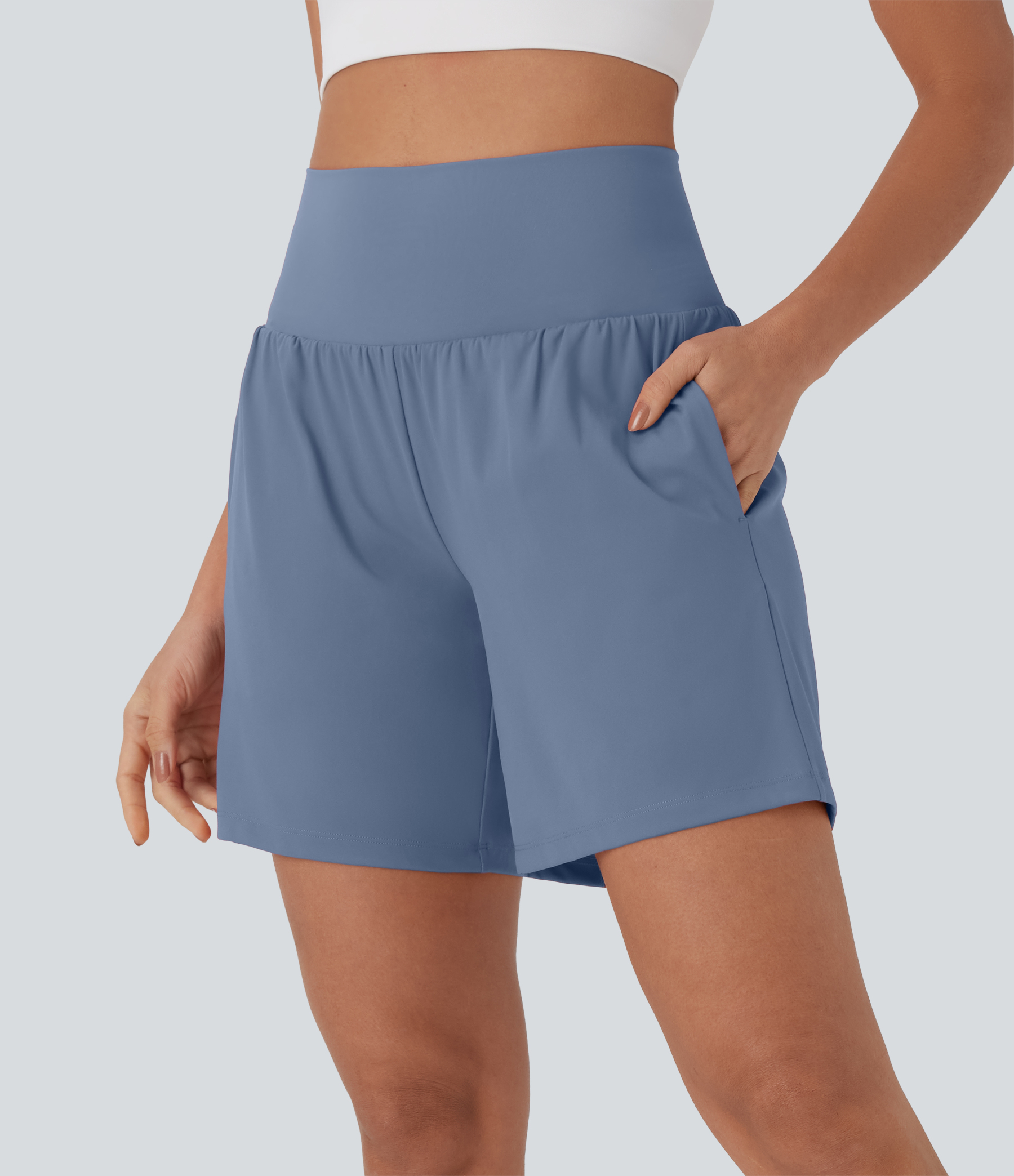 Airy Super High Waisted 2-in-1 Cool Touch Yoga Shorts 7" with Pockets