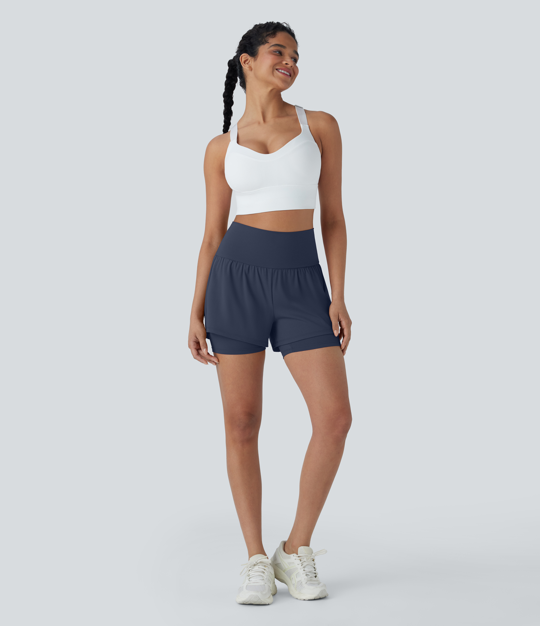 Airy Super High Waisted 2-in-1 Cool Touch Yoga Shorts 5'' with Pockets